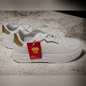 Red Women's White Golden Accents Sneakers [11]